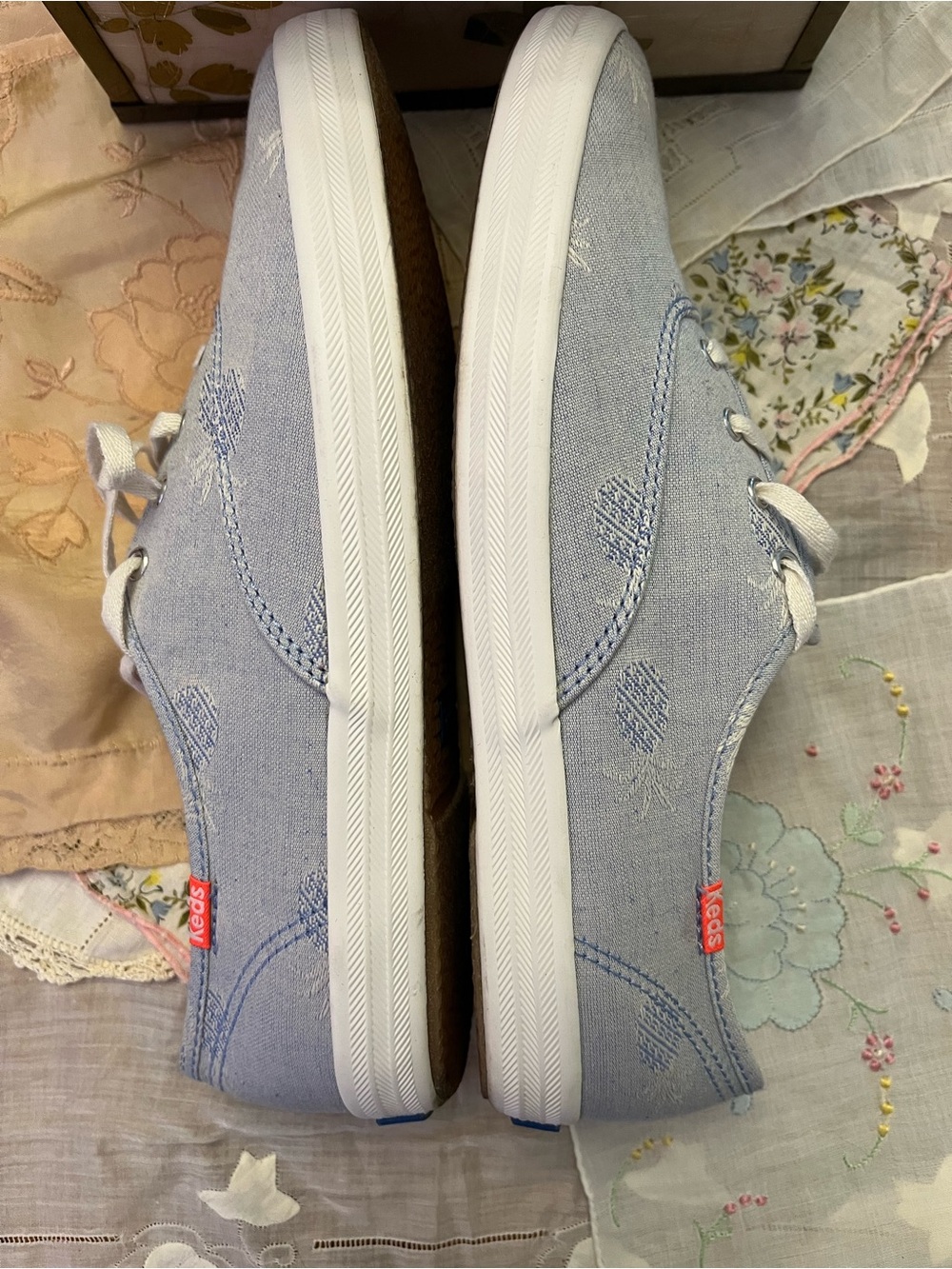 Keds Light Blue Canvas Sneakers with Red Insole - Picture 2 of 5